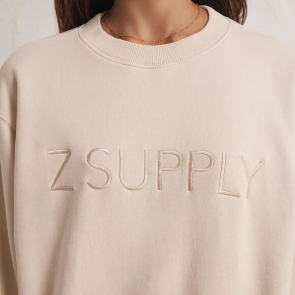 NEW Syd Z Supply Embroidered Logo Sweatshirt Pullover M Stone Crewneck $79 NWT - Picture 6 of 8